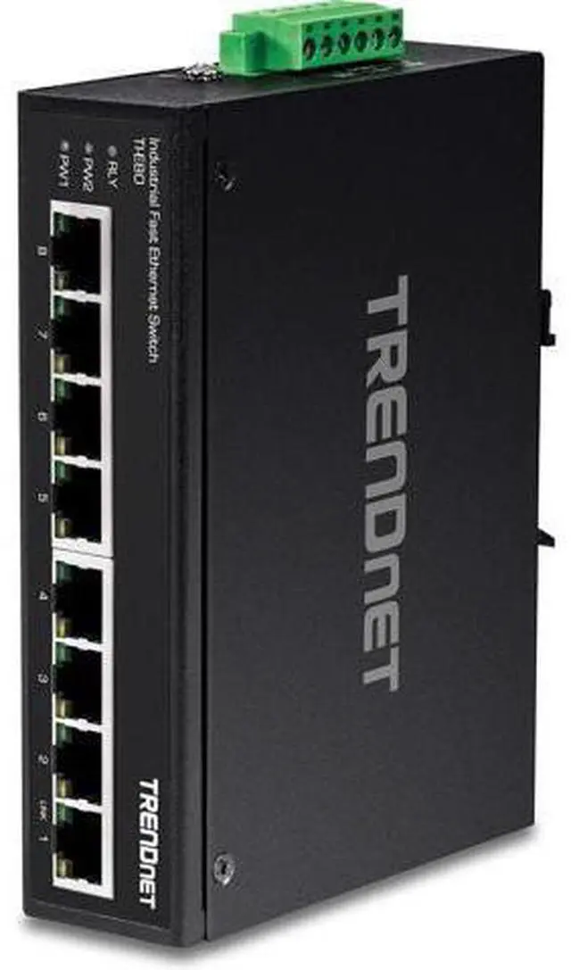 Main image of 8-Port Industrial Unmanaged Fast Ethernet DIN-Rail Switch TI-E80 8 x Fast Ethernet Ports 1.6Gbps Switching Capacity 8 Port Network Fast Ethernet Switch IP30 Metal Switch Lifetime Protection