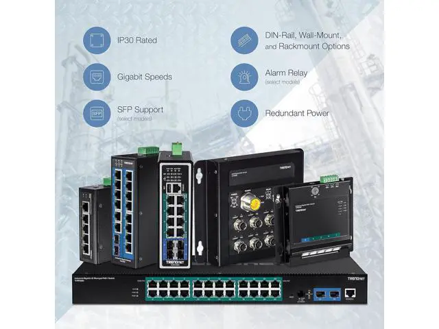 Alt view image 6 of 7 - 8-Port Industrial Unmanaged Fast Ethernet DIN-Rail Switch TI-E80 8 x Fast Ethernet Ports 1.6Gbps Switching Capacity 8 Port Network Fast Ethernet Switch IP30 Metal Switch Lifetime Protection