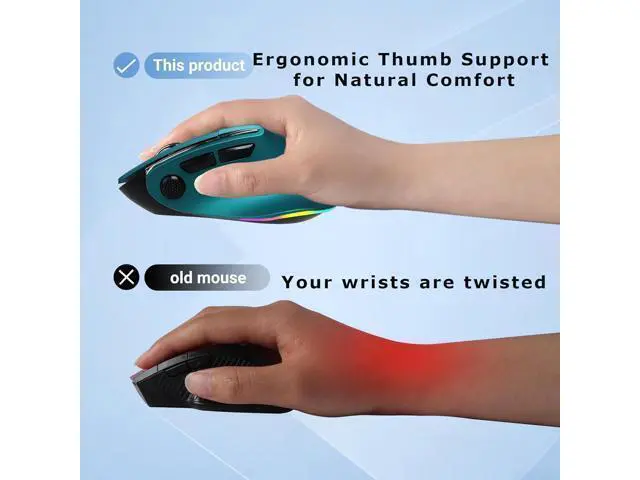Alt view image 4 of 7 - Ergonomic Mouse Large Middle Hands Dual Mode(Bluetooth+USB)Rechargeable Vertical Carpal Tunnel Bluetooth Wireless Mouse for PC/Laptop/Computer/Desktop/Tablet/ipad/Macbook Air/Pro Office Work Gift