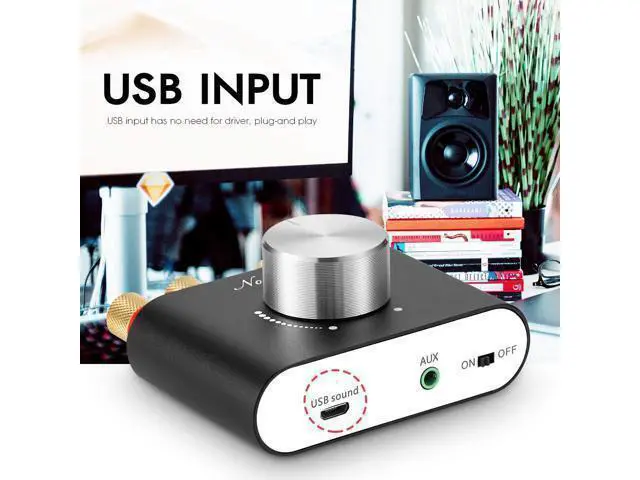 Alt view image 4 of 7 - Nobsound Mini Bluetooth 5.0 Power Amplifier, Stereo Hi-Fi Digital Amp 2.0 Channel 50W×2 with AUX/USB/Bluetooth Input, Wireless Audio Receiver, PC Sound Card with Power Supply (Black)