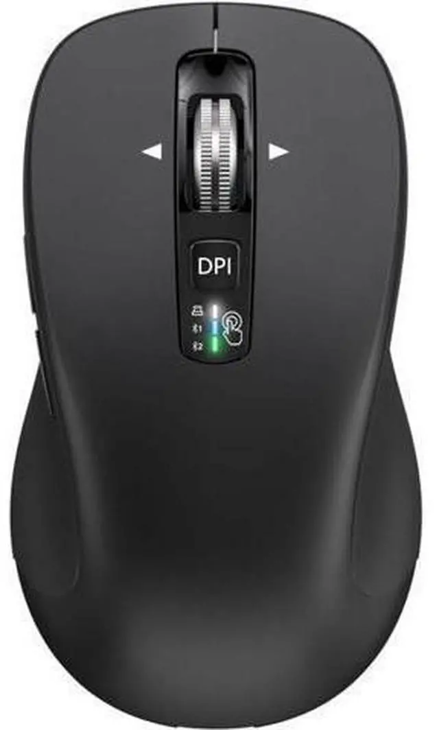 Main image of Wireless Bluetooth Mouse (USB + BT1 + BT2) Full Size 4-Way Scrolling Multi-Device Silent Mouse for Computer Laptop iPad MacBook (Black)