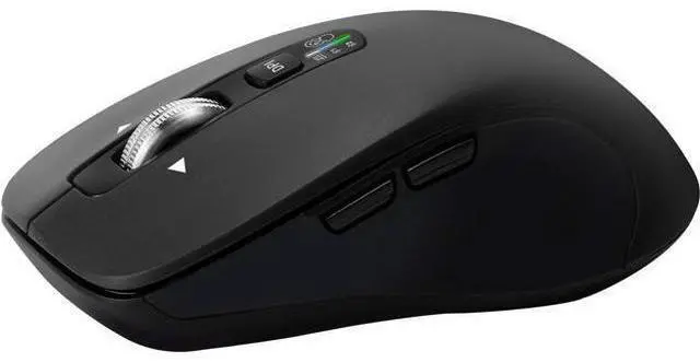 Alt view image 2 of 7 - Wireless Bluetooth Mouse (USB + BT1 + BT2) Full Size 4-Way Scrolling Multi-Device Silent Mouse for Computer Laptop iPad MacBook (Black)