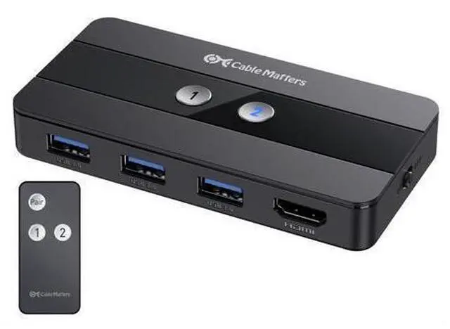 Main image of USB 3.0 KVM Switch HDMI 4K@60Hz for 2 Computers with 3X 5Gbps USB Ports, HDMI KVM Switch 2 Port - RF Remote Control Included