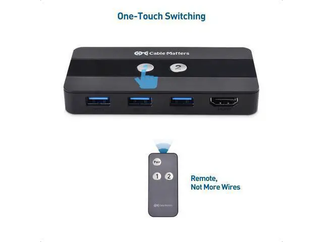 Alt view image 5 of 5 - USB 3.0 KVM Switch HDMI 4K@60Hz for 2 Computers with 3X 5Gbps USB Ports, HDMI KVM Switch 2 Port - RF Remote Control Included