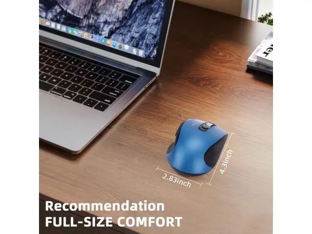 Alt view image 5 of 7 - Wireless Mouse with Bluetooth USB A USB C Receiver Rechargeable Full Size Mouse Ergonomic Silent for MacBook/Laptop/Computer/PC/iPad-Blue
