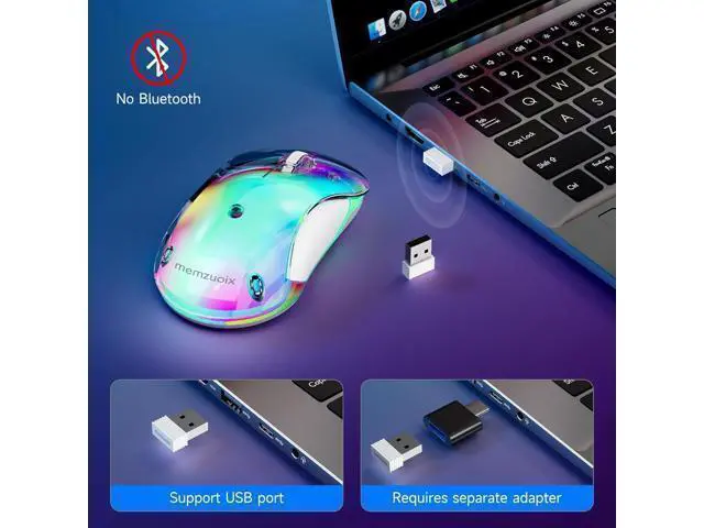 Alt view image 5 of 7 - 2.4G LED Wireless Mouse Rechargeable Ergonomic Mouse with Detachable Cover 1400 DPI Portable Optical Computer Mouse with USB Receiver for Laptop PC Desktop and MacBook 5 Buttons-Blue
