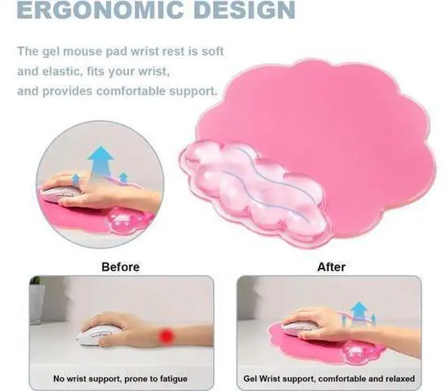 Main image of Pink Cloud Gel Wrist Rest for Keyboard and Mouse Ergonomic Mouse Pad with Wrist Support Non-Slip Base for Typing Pain Relief/Computer/Laptop/Gaming/Home/Office (Cloud Shape Pink)
