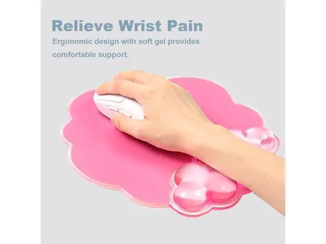 Alt view image 3 of 4 - Pink Cloud Gel Wrist Rest for Keyboard and Mouse Ergonomic Mouse Pad with Wrist Support Non-Slip Base for Typing Pain Relief/Computer/Laptop/Gaming/Home/Office (Cloud Shape Pink)