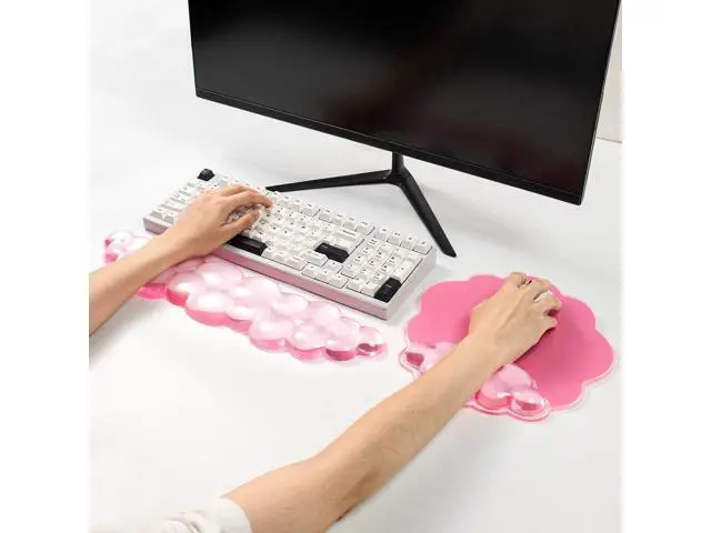 Alt view image 4 of 4 - Pink Cloud Gel Wrist Rest for Keyboard and Mouse Ergonomic Mouse Pad with Wrist Support Non-Slip Base for Typing Pain Relief/Computer/Laptop/Gaming/Home/Office (Cloud Shape Pink)