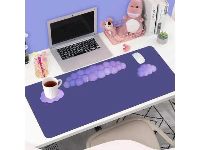 Alt view image 2 of 7 - Cloud Wrist Rest Set for Keyboard and Mouse Includes Cute Coaster with Computers and LaptopsPurple Star Set