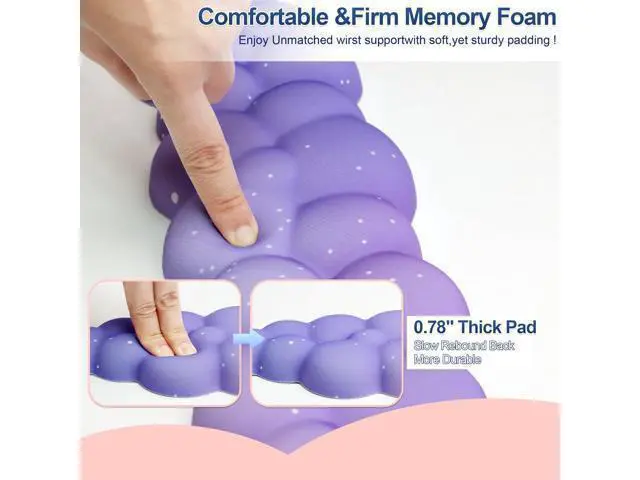 Alt view image 5 of 7 - Cloud Wrist Rest Set for Keyboard and Mouse Includes Cute Coaster with Computers and LaptopsPurple Star Set