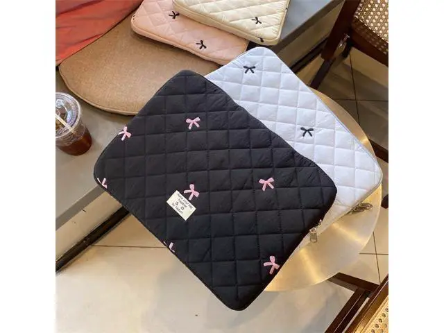 Alt view image 5 of 7 - Cute Bow Graphic Carrying Laptop Bag Y2K Preppy Laptop Sleeve Case Bag Kawaii Pad Computer Protect Case Pouch (13-14 inch Black)