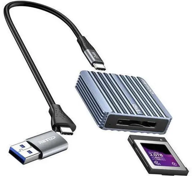 Main image of CFexpress Type B Card Reader with USB 3.2 (Gen 2) 10Gbps, RIITOP USB-C&USB-A 2-in-1 Type B CFexpress Adapter, Compatible with Windows/Mac/Linux/Android(Not for XQD Card)