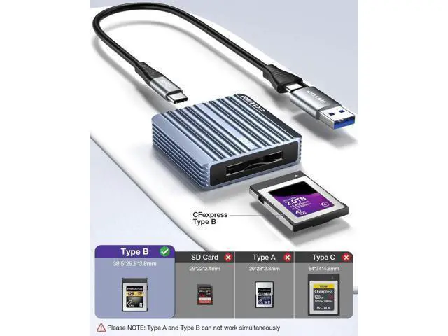 Alt view image 5 of 7 - CFexpress Type B Card Reader with USB 3.2 (Gen 2) 10Gbps, RIITOP USB-C&USB-A 2-in-1 Type B CFexpress Adapter, Compatible with Windows/Mac/Linux/Android(Not for XQD Card)