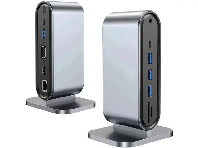 Alt view image 2 of 7 - USB C Docking Station, 12 in 1 Docking Station Dual Monitor with 4K HDMI, 100W PD, Ethernet, SD/TF Card Reader, 4*USB 3.0 Port,USB-C Data port Mic/Audio Multi-Port USB C HUB for Notebook Laptop