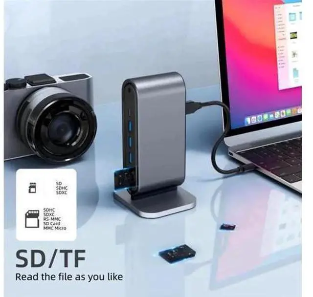 Main image of USB C Docking Station, 12 in 1 Docking Station Dual Monitor with 4K HDMI, 100W PD, Ethernet, SD/TF Card Reader, 4*USB 3.0 Port,USB-C Data port Mic/Audio Multi-Port USB C HUB for Notebook Laptop