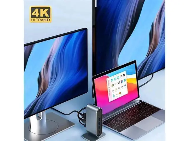 Alt view image 7 of 7 - USB C Docking Station, 12 in 1 Docking Station Dual Monitor with 4K HDMI, 100W PD, Ethernet, SD/TF Card Reader, 4*USB 3.0 Port,USB-C Data port Mic/Audio Multi-Port USB C HUB for Notebook Laptop