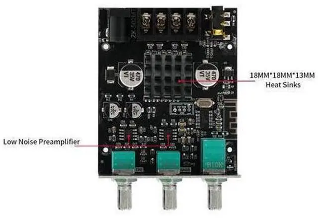 Alt view image 4 of 7 - JR-502MT 2.0 Dual-Channel Amplifier Board, Car Bluetooth 5.0 Power Amplifier Board, 50W+50W HiFi Stereo High & Low Tone Adjustable Module, DC12-24V Stereo AMP Module for Car DIY Speakers.