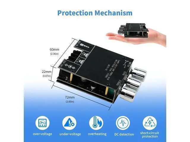Alt view image 5 of 7 - JR-502MT 2.0 Dual-Channel Amplifier Board, Car Bluetooth 5.0 Power Amplifier Board, 50W+50W HiFi Stereo High & Low Tone Adjustable Module, DC12-24V Stereo AMP Module for Car DIY Speakers.