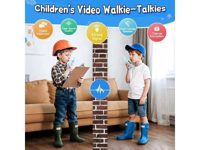 Alt view image 3 of 7 - Video Walkie Talkies for Kids, Handheld 2 Pack Rechargeable Video Intercom Kids Walkies Talkies, Indoor Outdoor Toys for Family Games, Outside, Camping, Hiking for Boys Girls Ages 3-12 (Blue/Blue)