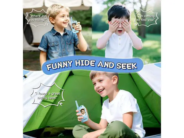 Alt view image 4 of 7 - Video Walkie Talkies for Kids, Handheld 2 Pack Rechargeable Video Intercom Kids Walkies Talkies, Indoor Outdoor Toys for Family Games, Outside, Camping, Hiking for Boys Girls Ages 3-12 (Blue/Blue)
