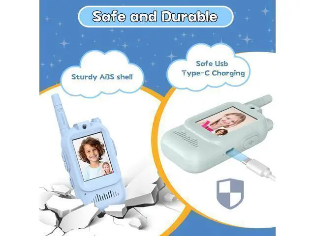 Alt view image 4 of 7 - Walkie Talkies for Kids Pack of 2, Rechargeable Long Range Two Way Radios Toys for Boys Girls Age 3-5, Outdoor Adventure Camping Hiking, Birthday with Pink Blue Design