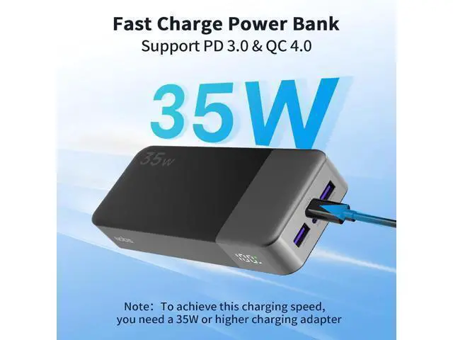 Alt view image 2 of 6 - Portable Charger 20000mAh Power Bank 35W Power Bank Fast Charging Battery Pack with C to C Cable Battery Bank with Digital Display for Phone Android etc