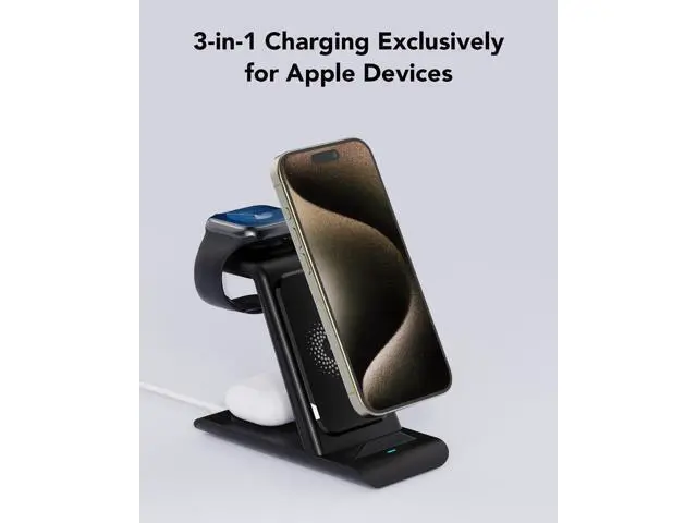 Alt view image 7 of 7 - 3 in 1 Wireless Charging Station Compatible for Products Multiple Devices Charger for Watch Ultra 11 10 9 8 7 SE iPhone 17 16 15 14 13 Pro Max/X/XS Fast Charger Stand