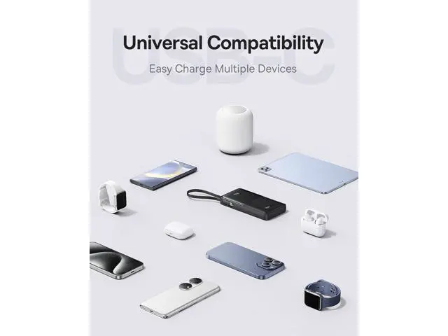 Alt view image 7 of 7 - Portable Charger 10000mAh Fast Charging Power Bank 22.5W PD3.0 QC3.0 Battery Pack Built-in USB C Braided Cable Travel Essentials Portable Phone Charger for iPhone 17 16 15 iPad S25/S24