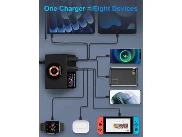 Alt view image 7 of 7 - BONAEVER Multi Charging Station, 110W 8Port Usb Charging Station, Multiple Usb Charger Station, Charging Station for Multiple Devices, Multi Usb Charging Station, Chargers for Multiple Devices
