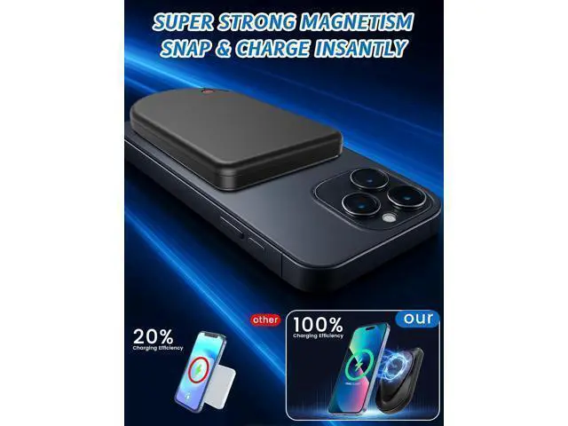 Alt view image 2 of 7 - Magnetic Portable Charger 10000mAh Wireless Power Bank USB-C Cable MagSafe-Compatible Battery Portable Charger Power Bank for iPhone 17/16/15/14/13/12 Series AirPods Android (Black)