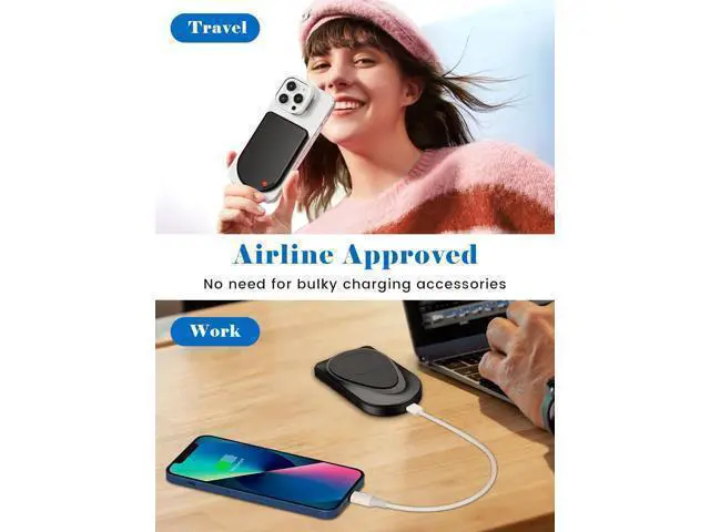 Alt view image 6 of 7 - Magnetic Portable Charger 10000mAh Wireless Power Bank USB-C Cable MagSafe-Compatible Battery Portable Charger Power Bank for iPhone 17/16/15/14/13/12 Series AirPods Android (Black)