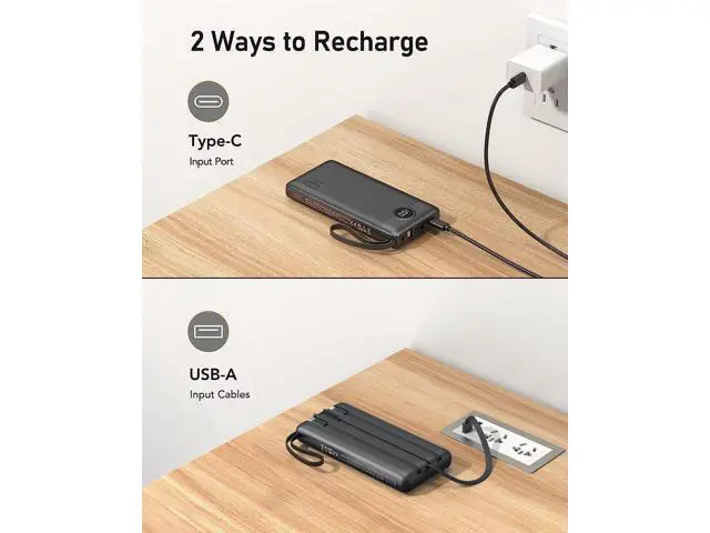 Alt view image 6 of 7 - Portable Charger Built-in Cables 10000mAh Power Bank for iPhone Fast Charge USB C Battery Pack Travel Essentials Powerbank Compatible with iPhone 17/16/15/14 S25/24 Android etc