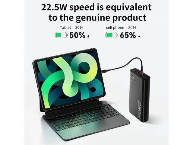 Alt view image 2 of 6 - 20000mAh Portable Charger 22.5W USB C in & Out Power Bank Fast Charging PD 3.0+QC 4.0 LED Display Phone Battery Man Women Heated Clothing Black
