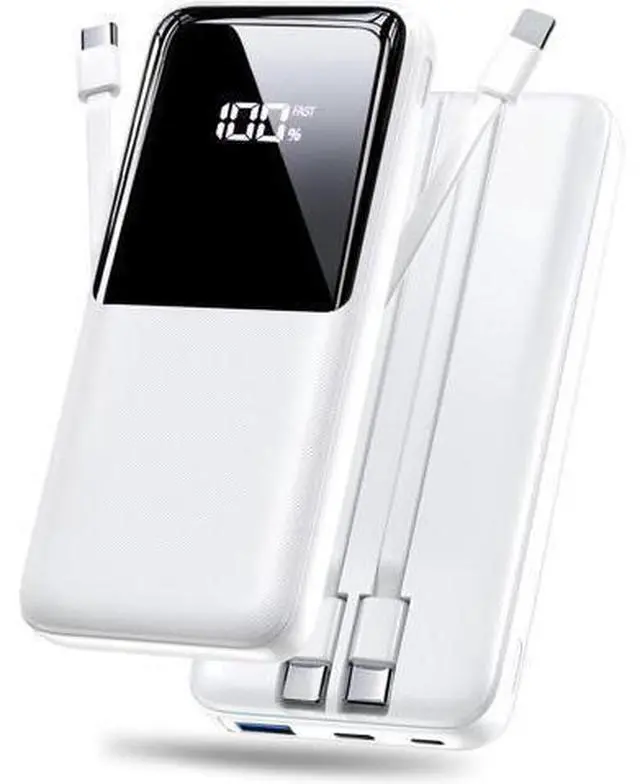 Main image of Portable Charger Power Bank - 20000mAh Fast Charging Portable Battery Pack with Built in USB-C(22.5W) and iOS(20W) Output Cables Compatible with iPhone Android Phone etc (1 Pack White)