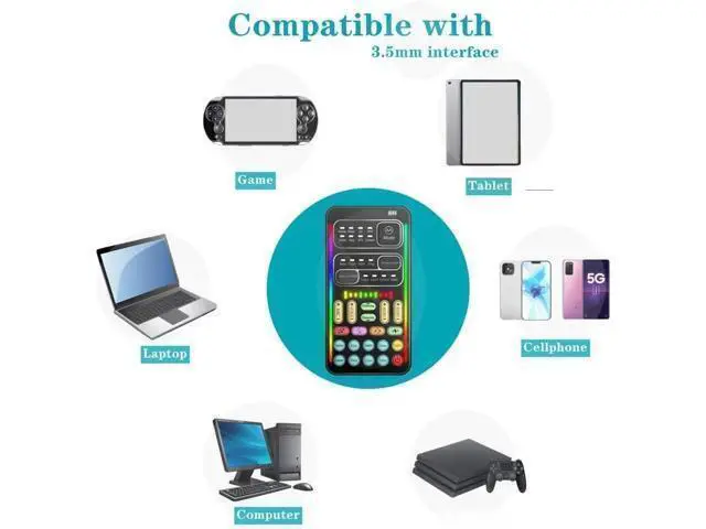 Alt view image 5 of 6 - Portable Voice Changer, 2rd Generation i9 Live Sound Card, Cool Lights Sound Board - Voice Disguiser/Modulator for PS4/PS5/Xbox One/PC/Phone/Laptops with Adjustable Voice Functions