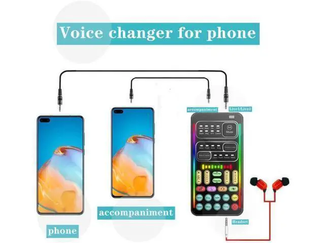 Alt view image 6 of 6 - Portable Voice Changer, 2rd Generation i9 Live Sound Card, Cool Lights Sound Board - Voice Disguiser/Modulator for PS4/PS5/Xbox One/PC/Phone/Laptops with Adjustable Voice Functions