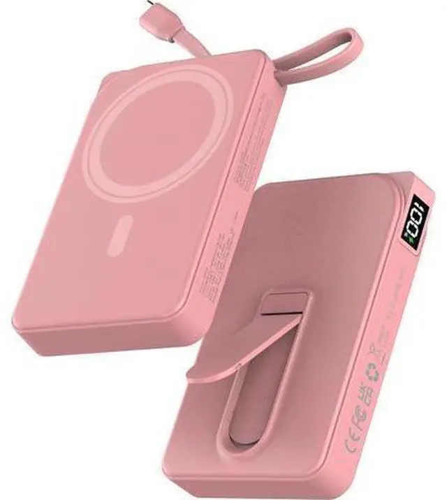 Main image of for Magnetic Portable Charger 10000mAh Wireless Power Bank with Type-C Cable 22.5W PD Fast Charging Stand & LED Display Magsafe Battery Pack for iPhone 17/16/15/14/13/12 Series Pink