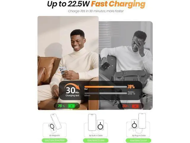 Alt view image 3 of 7 - for Magnetic Portable Charger 10000mAh Wireless Power Bank with Type-C Cable 22.5W PD Fast Charging Stand & LED Display Magsafe Battery Pack for iPhone 17/16/15/14/13/12 Series Pink