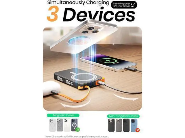 Alt view image 6 of 7 - for Magnetic Portable Charger 10000mAh Wireless Power Bank with Type-C Cable 22.5W PD Fast Charging Stand & LED Display Magsafe Battery Pack for iPhone 17/16/15/14/13/12 Series Pink