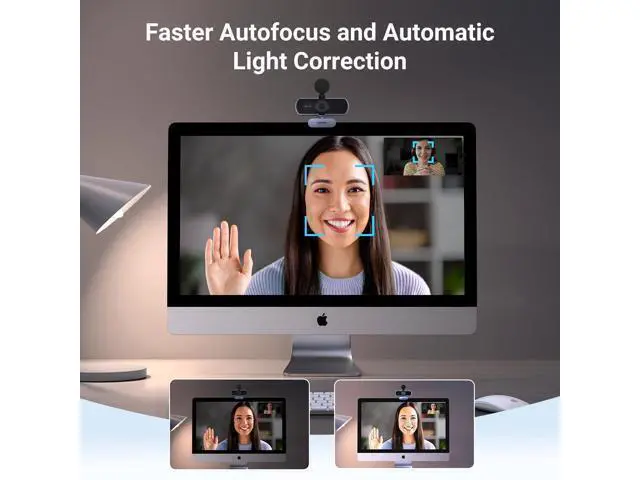 Alt view image 4 of 7 - 2K Webcam, Full HD 1080P Webcam for PC, Web Camera with Autofocus, Privacy Cover, Dual Noise Cancelling Mics, Computer USB Camera for Streaming, Conferencing, Calling, Zoom, Skype, Teams
