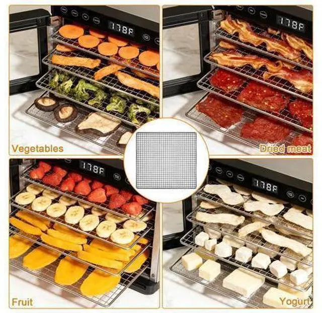 Alt view image 7 of 7 - Dehydrator Mesh Trays for COSORI Food Dehydrator 5 Stainless Steel Trays Dryer Machine, 9.6''x9''x0.8'' INCH Food Dehydrator Accessories Dehydrator Rack Replacement Parts