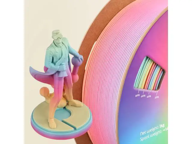 Alt view image 4 of 7 - Polymaker Panchroma Gradient Satin Rainbow 3D Printer PLA Filament 1.75mm, Multicolor 3D Printing PLA Filament, 1kg Spool (2.2lbs)