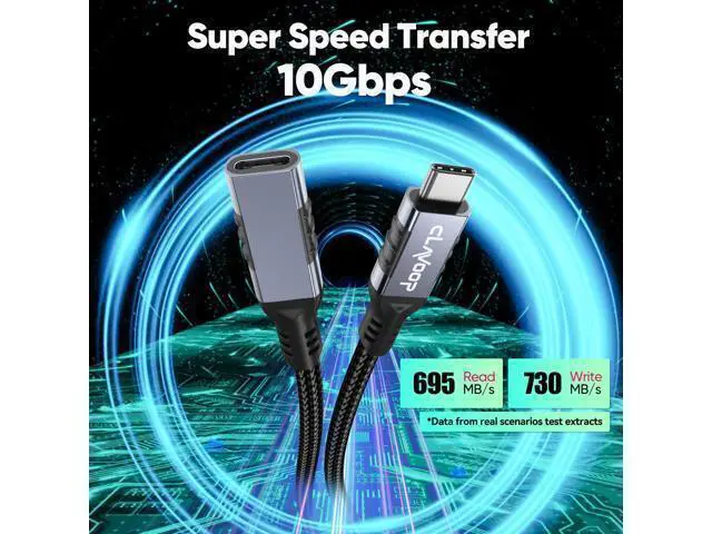 Alt view image 4 of 7 - USB C Extension Cable 20ft Long, Upgraded 4K@60Hz Monitor & 100W Charging & 10Gbps Data Transfer USB-C Extender Male to Female USBC 3.2 Gen2 Type C Cord Braided for Laptop Tablet Mobile Phone and More