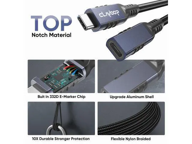 Alt view image 7 of 7 - USB C Extension Cable 20ft Long, Upgraded 4K@60Hz Monitor & 100W Charging & 10Gbps Data Transfer USB-C Extender Male to Female USBC 3.2 Gen2 Type C Cord Braided for Laptop Tablet Mobile Phone and More
