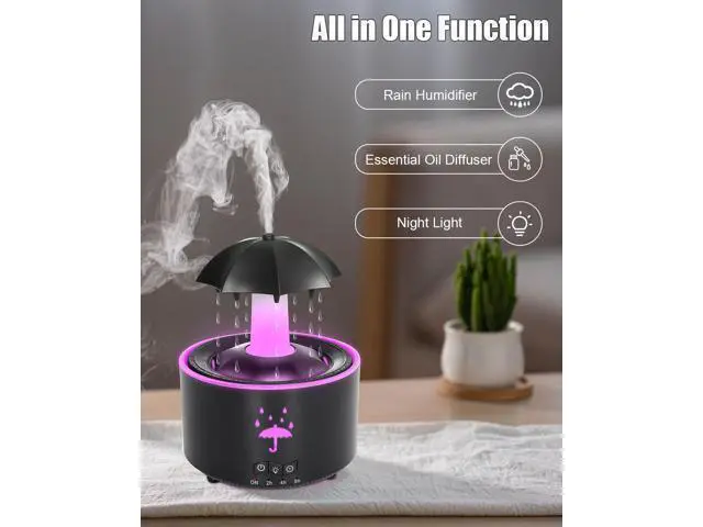 Alt view image 7 of 7 - Aesthetic 2-in-1 Humidifier Oil Diffuser with Rotating Raindrop & 7 LED Mood Lights,Cool Mist Humidifier Quiet Variable Mist for up to 24 Hrs,Easy to Fill & Clean, Auto Shut-Off
