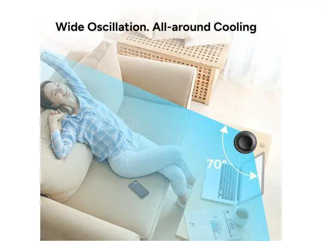 Alt view image 4 of 7 - 16" Tower Fan, 70° Oscillating Desk Fan, 3 Speeds with Timers, Personal Small Fans, Portable Bladeless Table Fans for Home, Office