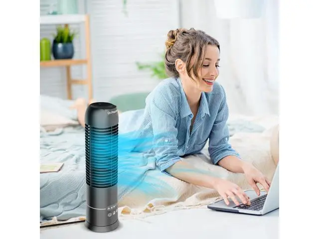 Alt view image 7 of 7 - 16" Tower Fan, 70° Oscillating Desk Fan, 3 Speeds with Timers, Personal Small Fans, Portable Bladeless Table Fans for Home, Office