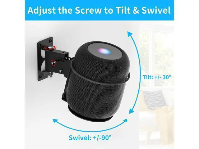 Alt view image 4 of 5 - Adjustable Speaker Mounts for Homepod 2 Wall Mounting Bracket & Homepod 2nd Mount - Speaker Mount for Homepod 2nd Gen Shelf, Black