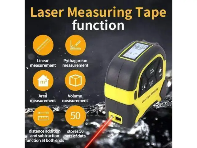 Alt view image 2 of 7 - 2-in-1 Laser Tape Measure - 130 Ft/40 m Digital Tape Measure & 16 Ft/5 m Measuring Tape Tool with Magnetic Hook, Pythagorean, Area, Volume, LCD Screen for Construction & Woodworker (M/in/Ft Unit)